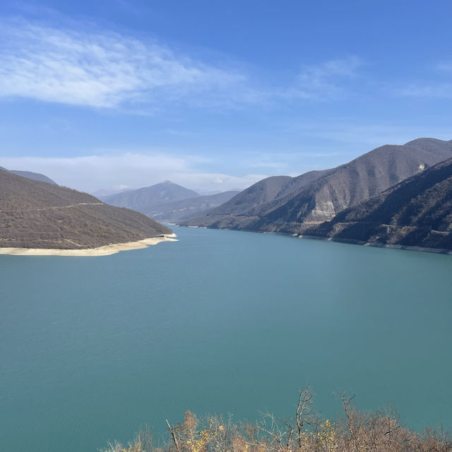 Beautiful panoramic view of Zhinvali lake 