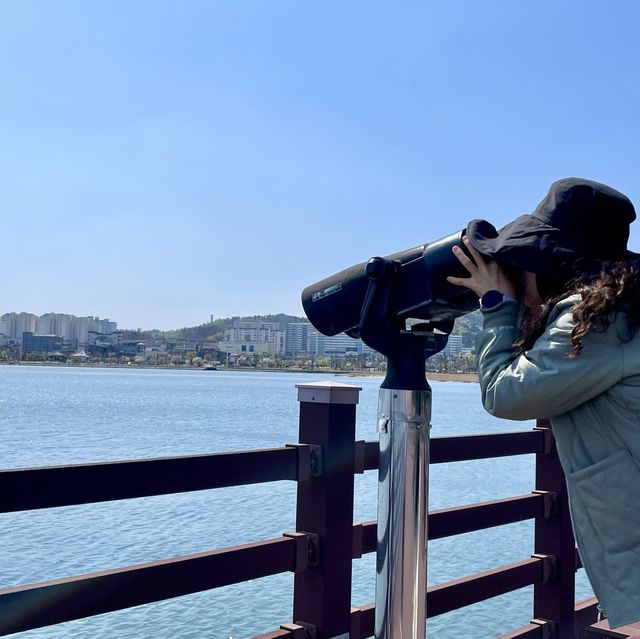 청초호 한가운데에 떠있는 정자