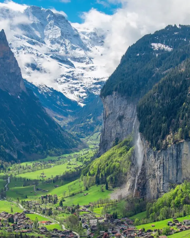 Travel scenery - Lauterbrunnen Village in Switzerland
