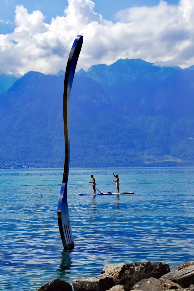 The town of Vevey on Lake Geneva is home to a giant fork. 