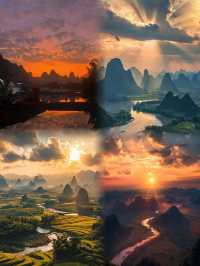 日落晚霞，秀麗山河，桂林真係一個浪漫嘅地方