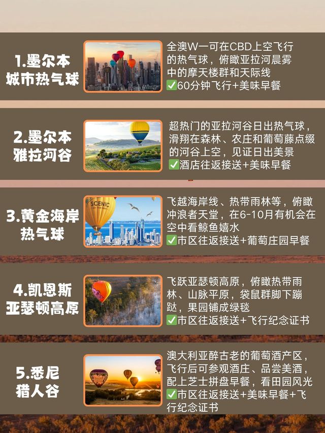 一圖看懂澳大利亞熱氣球怎麼選! 一圖看懂澳大利亞熱氣球怎麼選!