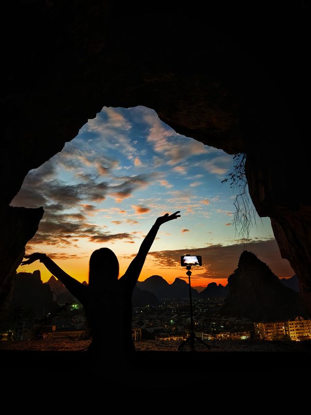 桂林私藏晚霞地！仙鶴峰承包整片紅藍天空