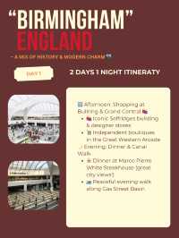 Birmingham 2 days itinerary 🧀