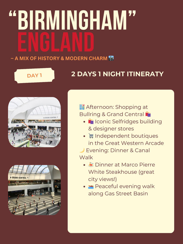 Birmingham 2 days itinerary 🧀