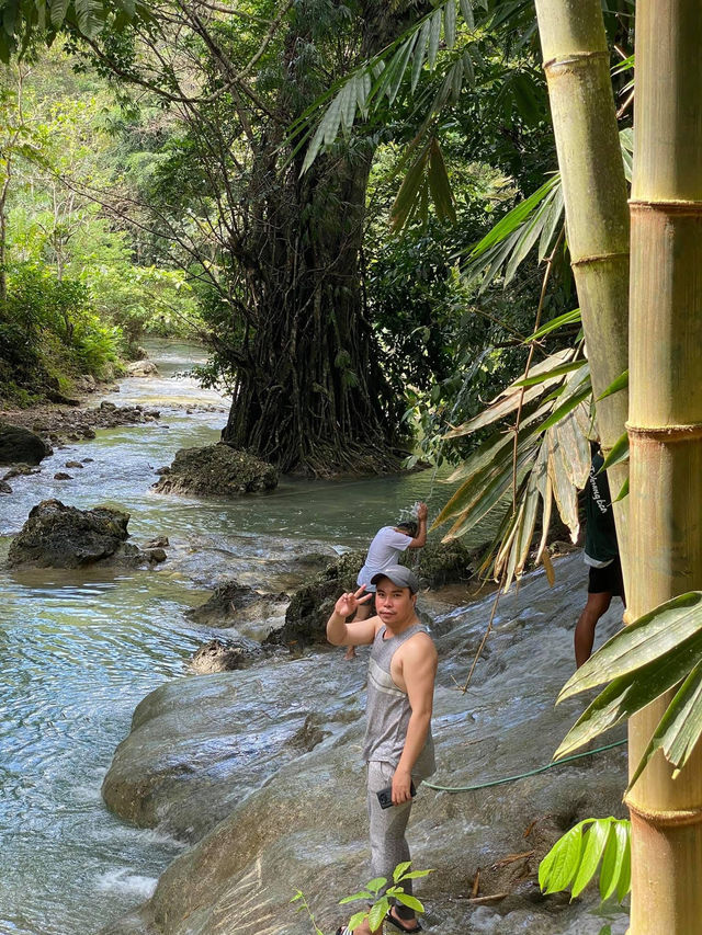 A Picturesque Two Tiered Waterfall located in the Lush of Hill in Alegria