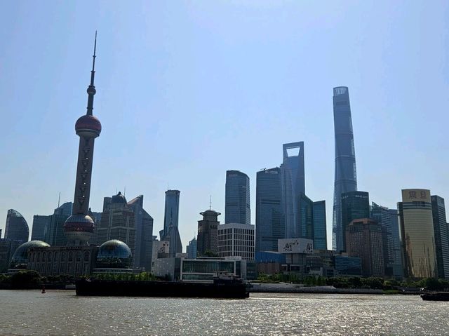 Taking a nice day time stroll across The Bund at Shanghai