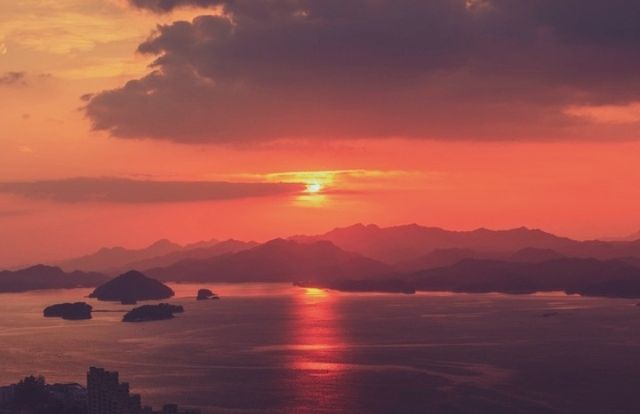 千島湖日落：致雅酒店、天屿山、上江埠大橋，不同角度的美