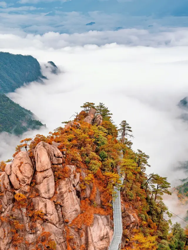 The sunrise over the sea of clouds on Daming Mountain in Hangzhou is truly romantic to the extreme