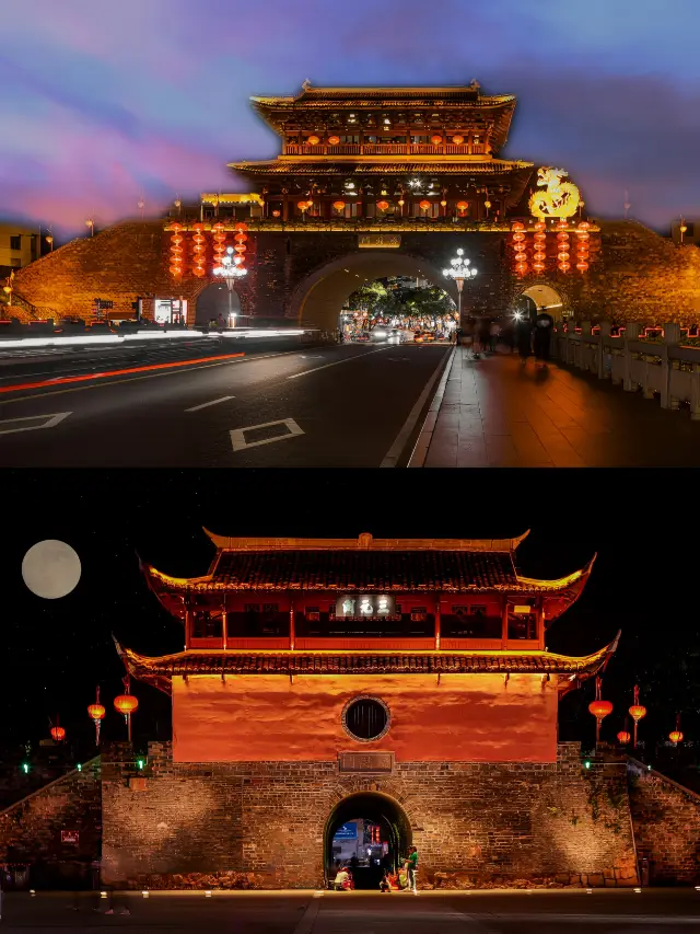 The night view of the ancient city of Changting is really beautiful