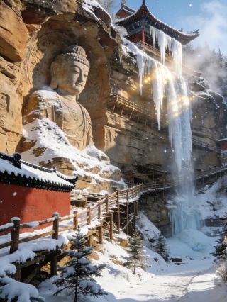 甘粛のこの深い山の中の氷瀑群はまさに神の領域！！