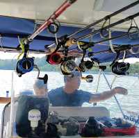 Boat tour in Singapore sea