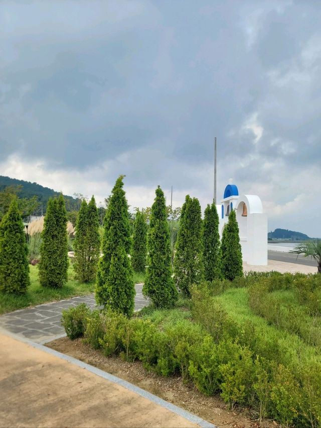 가을이 찾아온 남해바다와 산토리니정원🩵