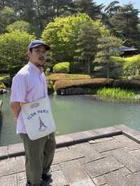南湖公園の芝生エリアで池を眺めてのんびりタイム】