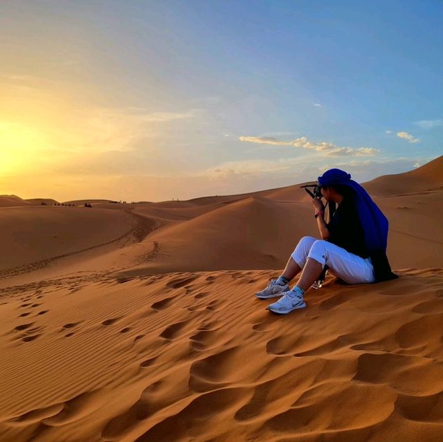 Sunset View of the Sahar Desert in Morocco