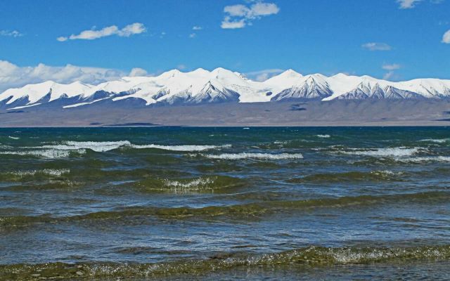 青藏高原上的鹹水湖