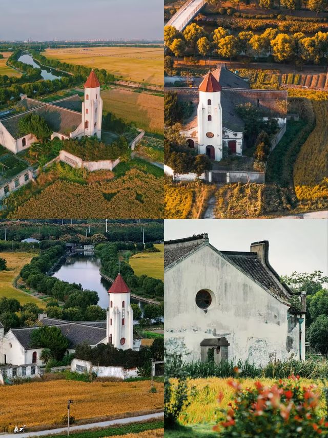 松江童話小村莊張樸村教堂與稻田 松江童話小村莊張樸村教堂與稻田