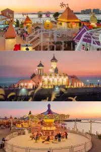 在泉州海邊:絕美日落裹進聖誕童話屋