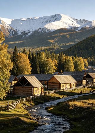 In the northwesternmost part of Xinjiang lies a land favored by God—Hemu. This small village, surrounded by snow-capped mountains, forests, grasslands, and wooden houses,