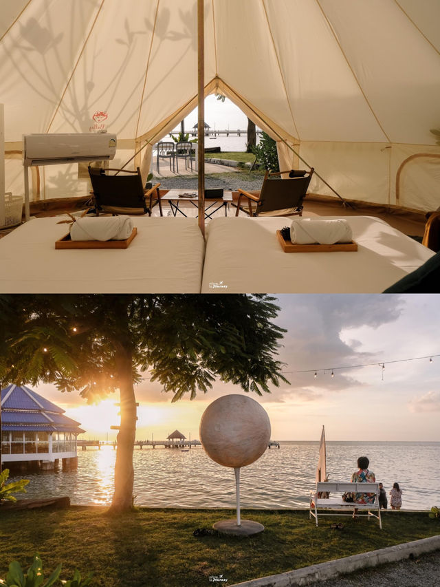 นอนแกลมปิ้วสุดชิค ชมพระอาทิตย์ตก ริมหาดบางแสน⛺️🌅