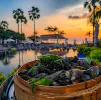 seafood buffet ริมทะเล ชมวิวพระอาทิตย์ตก