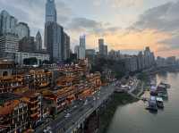 Hongyadong at Twilight: Crossing Qianqiao Bridge for the 6 PM Light-Up