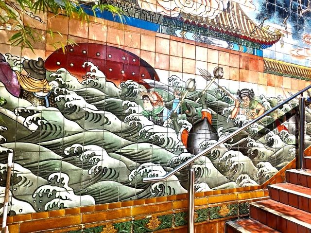 Vibrant stories on the Walls in Hall of Universal Brightness car park at Kong Meng San Temple