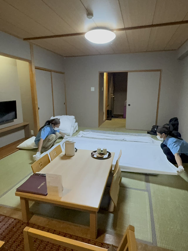 traditional tatami-style hotel at Hokkaido Onsen village 