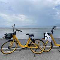 one Big lake and two small bikes 🚴 