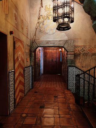 時を超えた優雅さを歩む: ホテル・コロッセオの廊下