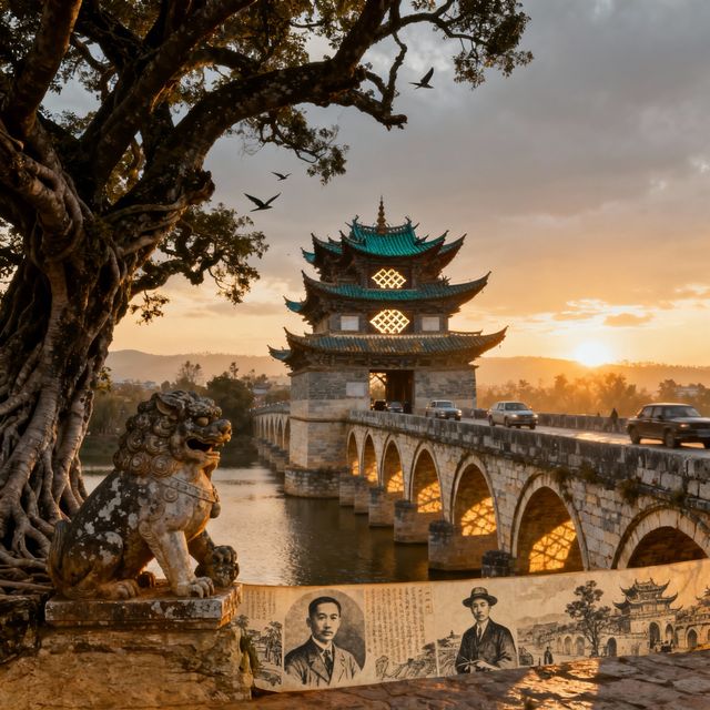 雙龍臥波,夕陽下的建水十七孔橋。 雙龍臥波,夕陽下的建水十七孔橋。