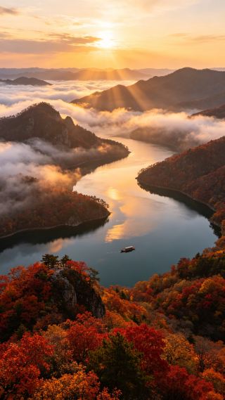遼東桓龍湖，四季湖景封神