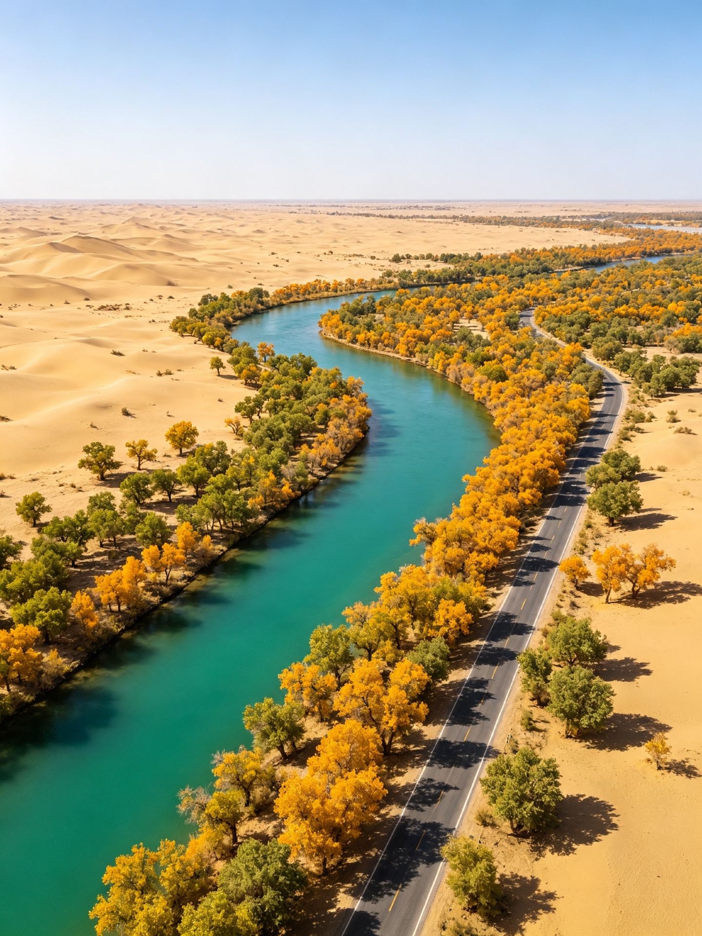 Half sand, half water! Southern Xinjiang hides a secret realm of thousand-year-old desert poplars just turning gold