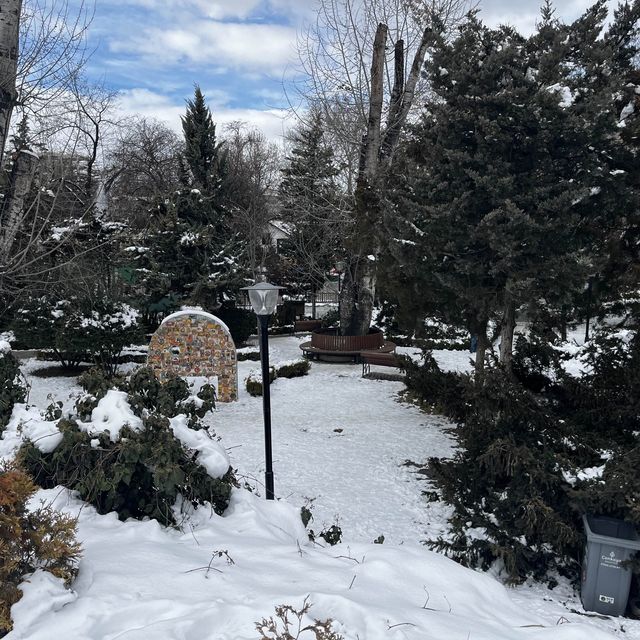 アンカラ中心部のKuğul 公園も雪景色