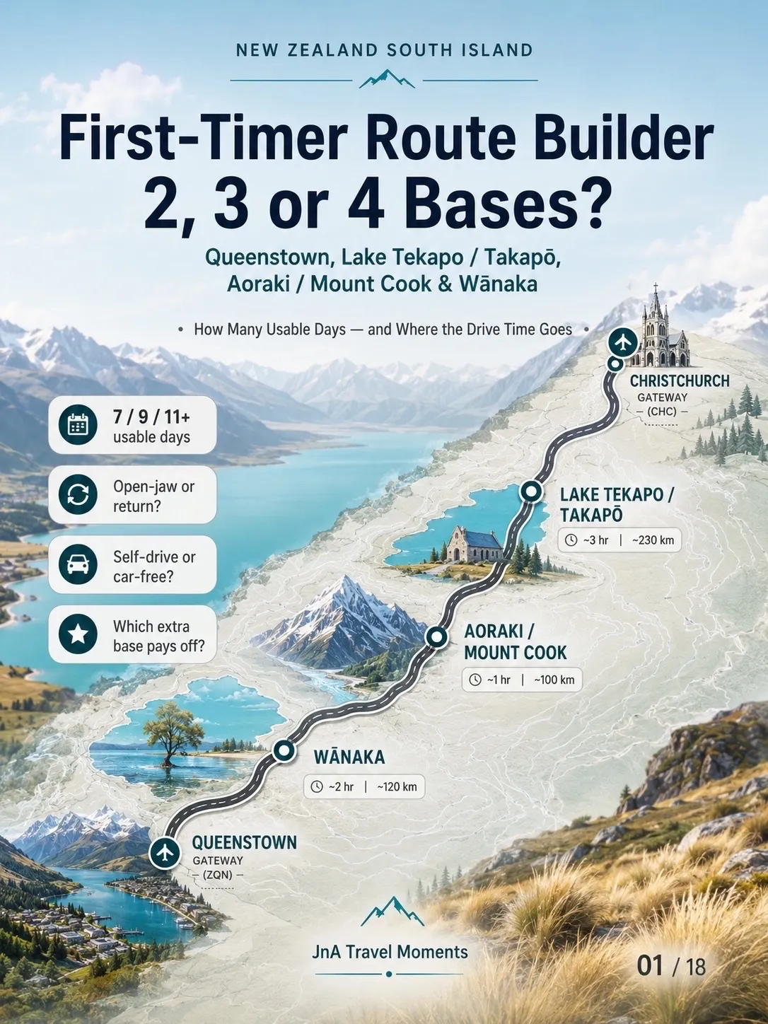 New Zealand South Island: 2, 3 or 4 Bases?