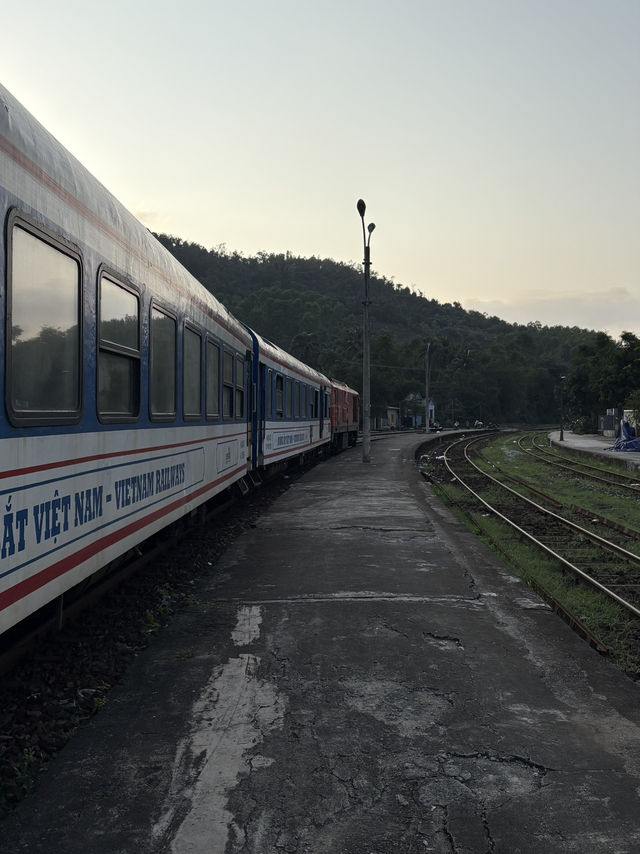 The scenic train from Danang to the Imperial City Hue, Vietnam. 