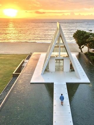 The Conrad Bali's sunrise over the water church is absolutely stunning!