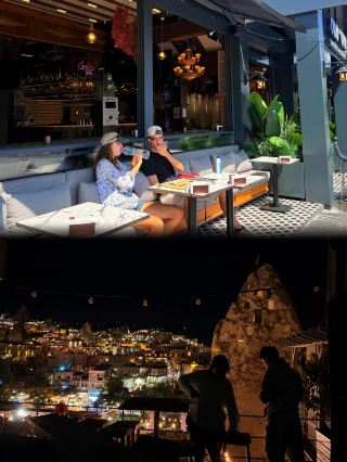 Watching hot air balloons from a rooftop in Turkey - truly worth the price