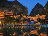 Buyi Village by Night – Where Firelight Meets Folklore Under a Starry Sky