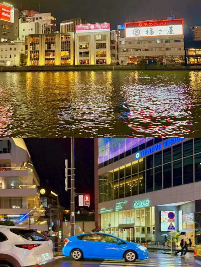 福岡的夜晚，漫步中洲河畔。