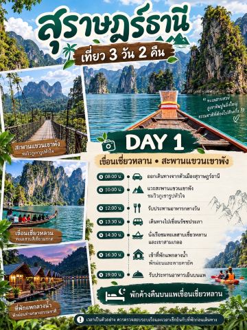 3-Day, 2-Night Surat Thani Travel Guide: A Natural Paradise of Mountains, Lakes, and Stunning Temples.