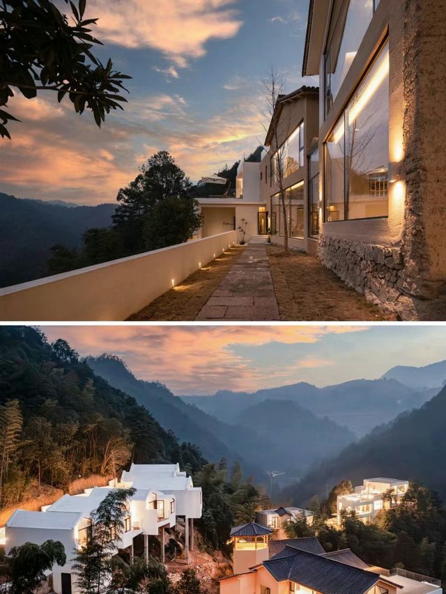 金華梧鳴谷|住進400米懸崖山巔的白色villa