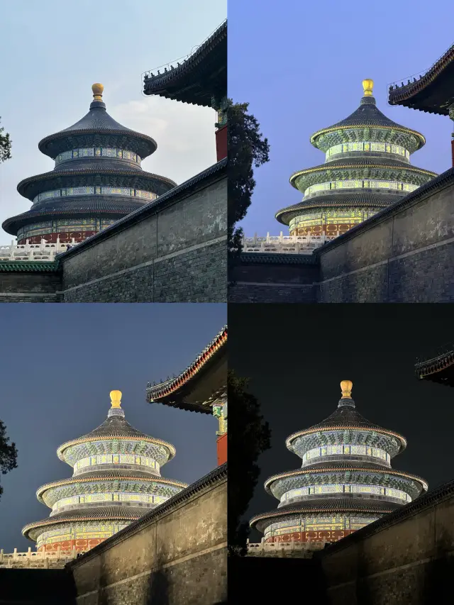 A lone person in Beijing, from day to night at the Temple of Heaven