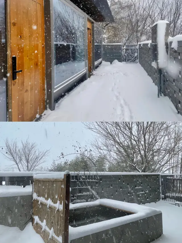 Weihai! A snowy courtyard with a private hot spring! What a city. 