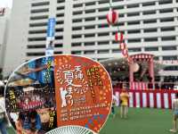 福岡・天神。『天神夏祭り』が8月6日まで開催中。福岡市役所西側に広がる『ふれあい広場』 