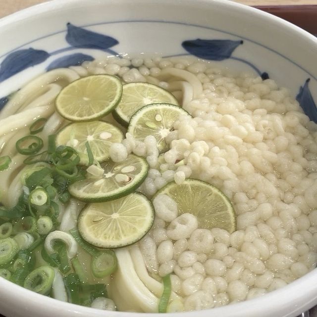 瀬戸大橋を見ながら讃岐うどん