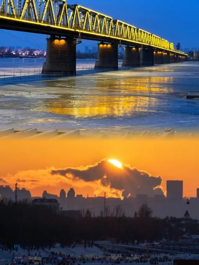 Harbin | Songhua River Railway Bridge | You must experience the romantic sunset of the Songhua River at least once