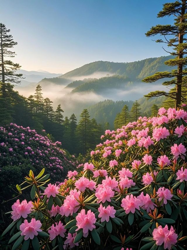 此時不同品種的杜鵑花競相開放