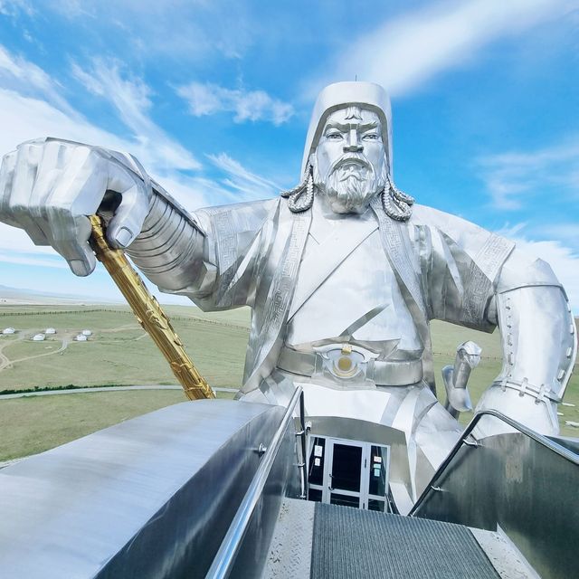 Genghis Khan Statue against the blue sky 