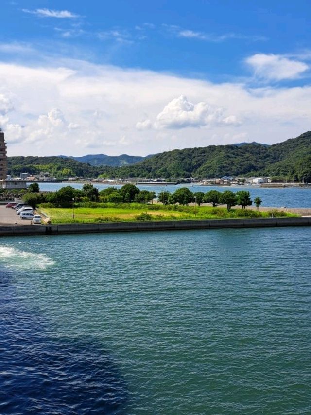 【宇和島運輸フェリー:愛媛県八幡浜港→大分県臼杵港行】快晴に白い雲と青い海が輝く✨